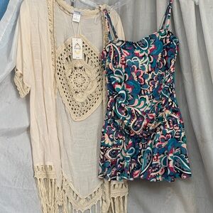 VENUS Teal, Navy & Pink Paisley-Print Swim Camisole